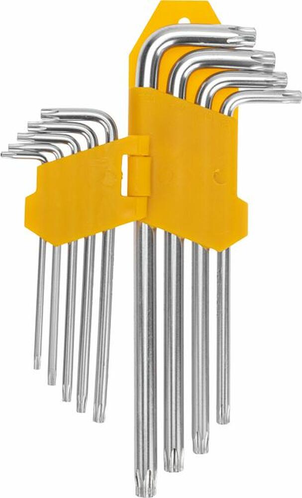 Kranz KR-12-5221 Набор ключей имбусовых Tamper-Torx KRANZ 9 шт., ТТ10-ТТ50, закаленные, удлиненные, никель