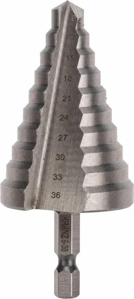 Kranz KR-12-6604 Сверло по металлу ступенчатое 9,0-36,0мм, 110мм, 62 HRC KRANZ