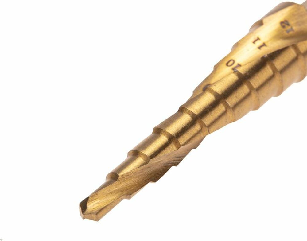 Kranz KR-12-6615 Сверло ступенчатое, 4-5-6-7-8-9-10-11-12мм, Р6М5, ТИТАН, шестигр. хвостовик KRANZ
