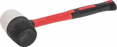 Kranz KR-12-8153 Киянка резиновая 450 г, черно-белая резина, фибергласовая рукоятка KRANZ