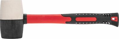Kranz KR-12-8154 Киянка резиновая 680 г, черно-белая резина, фибергласовая рукоятка KRANZ