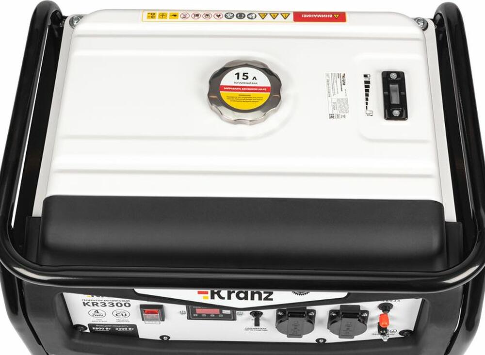 Kranz KR-16-1133 Генератор бензиновый KR3300, 3,3кВт, 230В, 15л, ручной стартер KRANZ