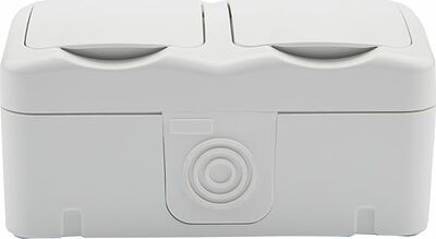 Kranz KR-78-0606 Блок горизонтальный 2 розетки Mini OG IP54 с/з, о/у, белый KRANZ