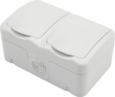 Kranz KR-78-0606 Блок горизонтальный 2 розетки Mini OG IP54 с/з, о/у, белый KRANZ