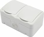 Kranz KR-78-0607 Блок горизонтальный 2 розетки (керамика) Mini OG IP54 с/з, о/у, белый KRANZ