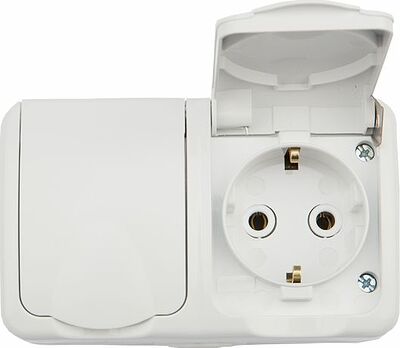 Kranz KR-78-0607 Блок горизонтальный 2 розетки (керамика) Mini OG IP54 с/з, о/у, белый KRANZ
