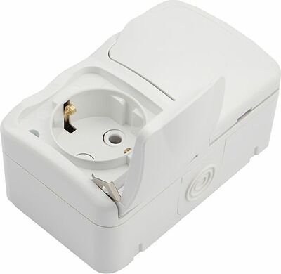 Kranz KR-78-0607 Блок горизонтальный 2 розетки (керамика) Mini OG IP54 с/з, о/у, белый KRANZ