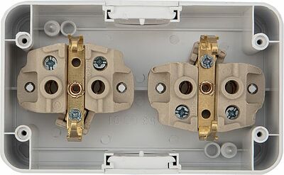 Kranz KR-78-0607 Блок горизонтальный 2 розетки (керамика) Mini OG IP54 с/з, о/у, белый KRANZ