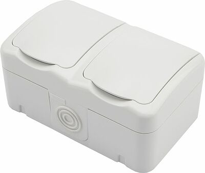 Kranz KR-78-0607 Блок горизонтальный 2 розетки (керамика) Mini OG IP54 с/з, о/у, белый KRANZ