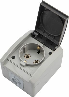 Kranz KR-78-0611 Розетка одноместная INDUSTRIAL IP54 с/з, о/у серая KRANZ
