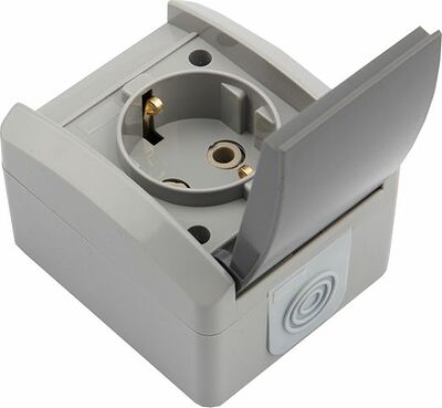 Kranz KR-78-0611 Розетка одноместная INDUSTRIAL IP54 с/з, о/у серая KRANZ