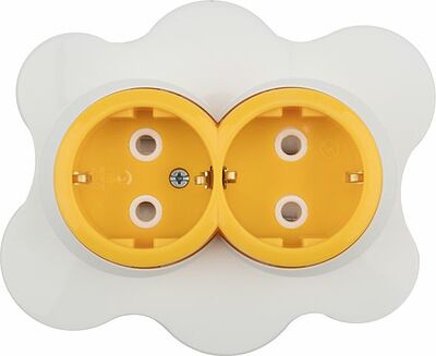 Kranz KR-78-0632 Розетка двойная HAPPY Яичница с/у, с/з, со шторками, желтая/белая KRANZ
