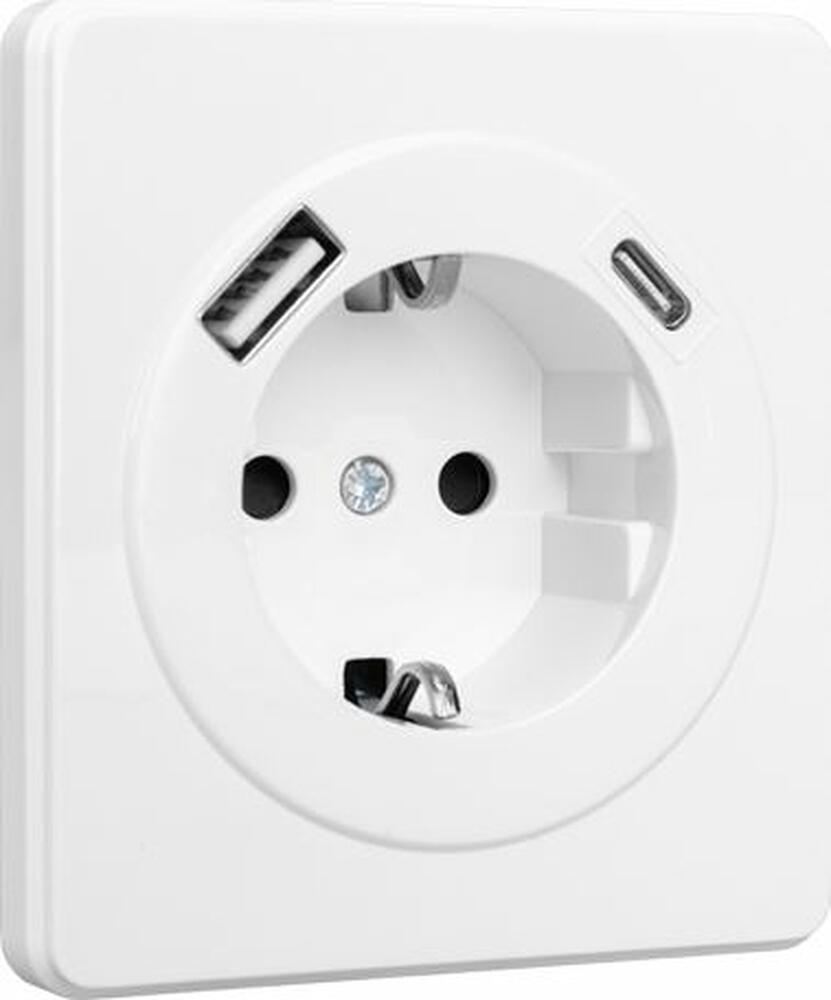 Kranz KR-78-0704-1 Розетка ROUND 1-ая с/з с/у з/ш 16А с USB A+C быстрой зарядки 5В/3А перламутр KRANZ