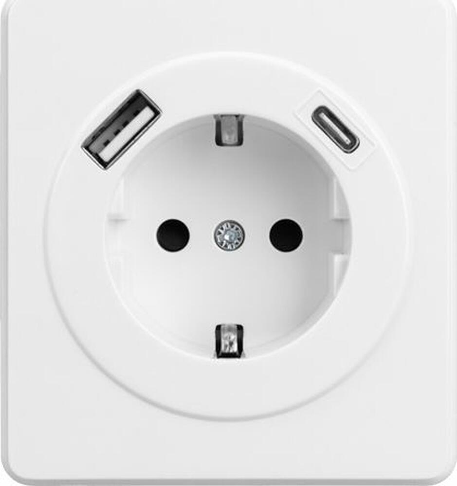Kranz KR-78-0704-1 Розетка ROUND 1-ая с/з с/у з/ш 16А с USB A+C быстрой зарядки 5В/3А перламутр KRANZ