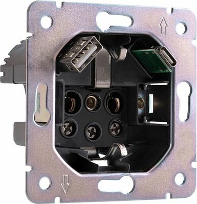 Kranz KR-78-0704-6 Розетка STRONG 1-ая с/з с/у з/ш 16А с USB A+C быстрой зарядки 5В/3А графит KRANZ