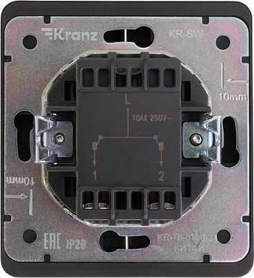 Kranz KR-78-0706-3 Выключатель ROUND 2 кл 10А с/у оникс KRANZ