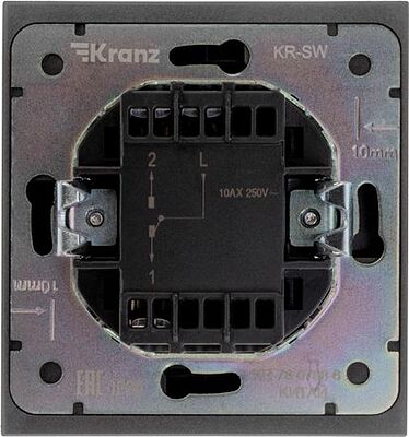 Kranz KR-78-0708-6 Выключатель STRONG 1 кл проходной (переключатель) 10А с/у графит KRANZ