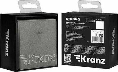 Kranz KR-78-0718-6 Выключатель STRONG 1 кл перекрестный (переключатель) с подсветкой 10А с/у графит KRANZ
