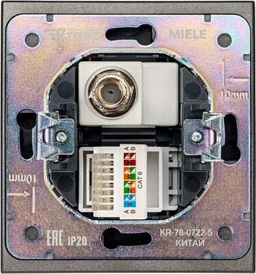 Kranz KR-78-0722-5 Розетка STRONG компьютерная RJ45 кат6 + TV с/у антрацит KRANZ