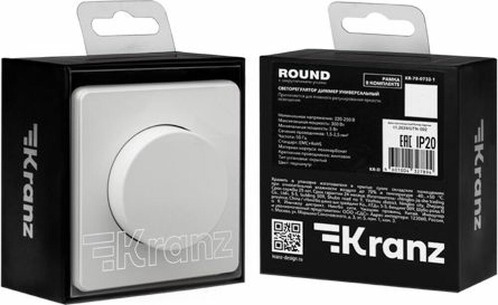 Kranz KR-78-0732-1 Светорегулятор ROUND (диммер) 300Вт с/у перламутр KRANZ