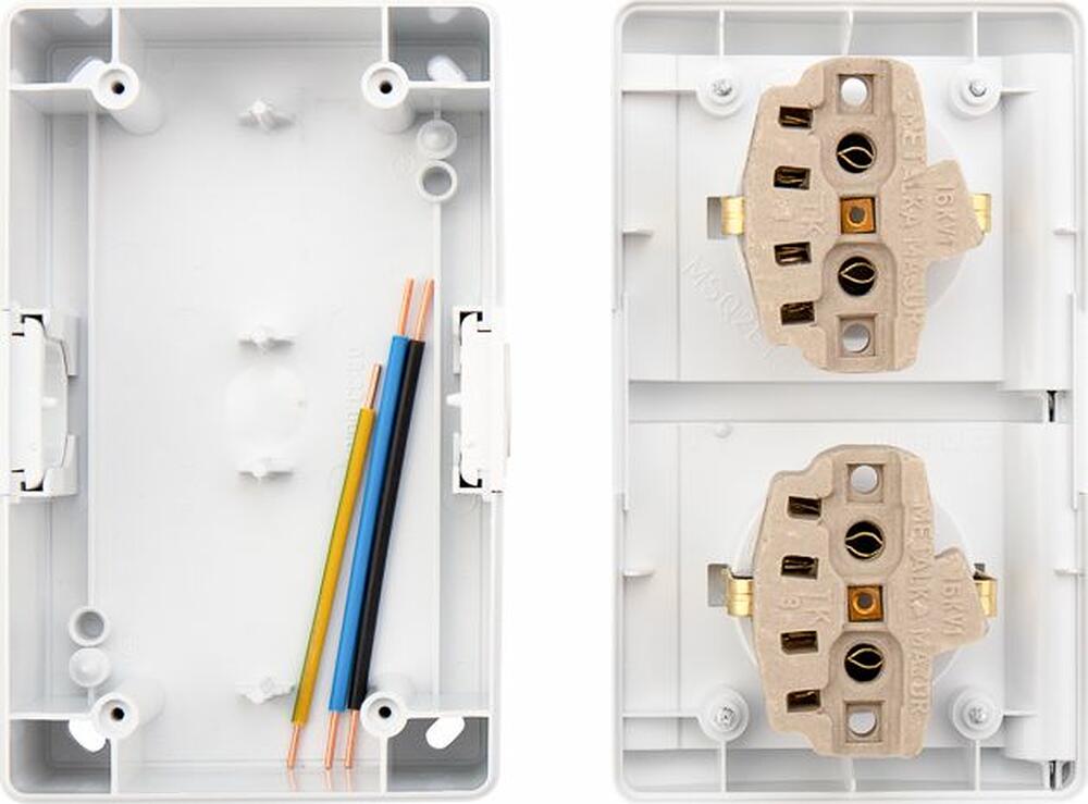 Kranz KR-78-0803 Блок горизонтальный 2 розетки (керамика) INDUSTRIAL IP54 с/з, о/у, белый KRANZ