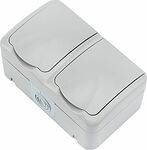 Kranz KR-78-0806 Блок горизонтальный 2 розетки Mini OG IP54 с/з, о/у, серый KRANZ