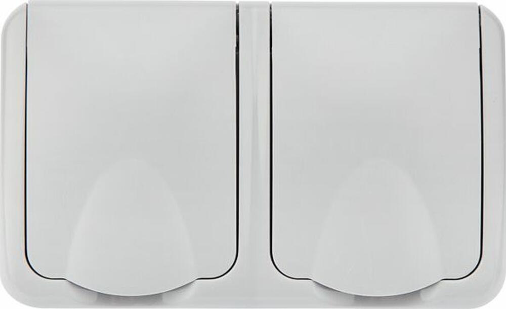 Kranz KR-78-0806 Блок горизонтальный 2 розетки Mini OG IP54 с/з, о/у, серый KRANZ
