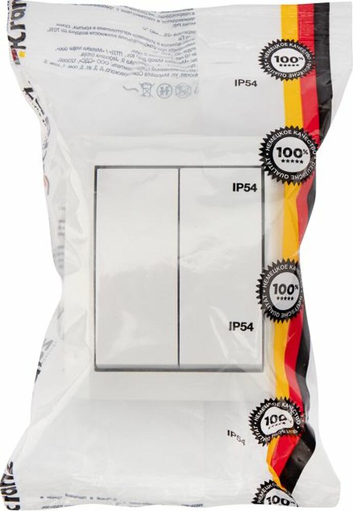 Kranz KR-78-0832 Выключатель двухклавишный INDUSTRIAL IP54 о/у, белый KRANZ