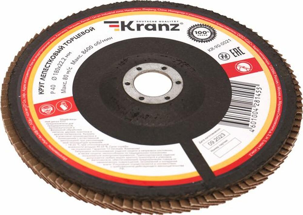 Kranz KR-90-0021 Круг лепестковый торцевой, P40, 180х22,2мм KRANZ