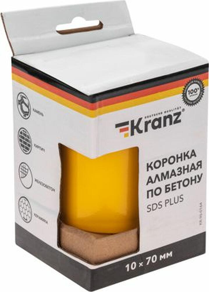 Kranz KR-90-0165 Коронка алмазная по бетону 72мм, L=90мм, М16, сегмент, SDS PLUS KRANZ