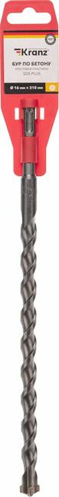 Kranz KR-91-0102 Бур по бетону 16x310x250мм, крестовая пластина, SDS PLUS KRANZ