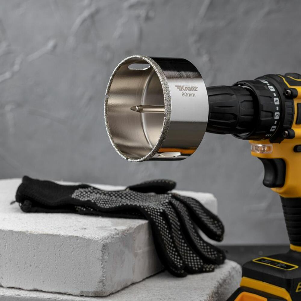 Kranz KR-92-0020 Коронка алмазная 80мм по керамограниту с центровочным сверлом KRANZ