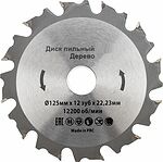 Kranz KR-92-0102 Диск пильный 125 мм х 12 зуб х 22.23 мм Kranz