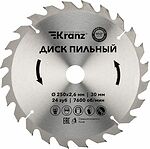Kranz KR-92-0126 Диск пильный 250 мм х 24 зуб х 30 мм KRANZ