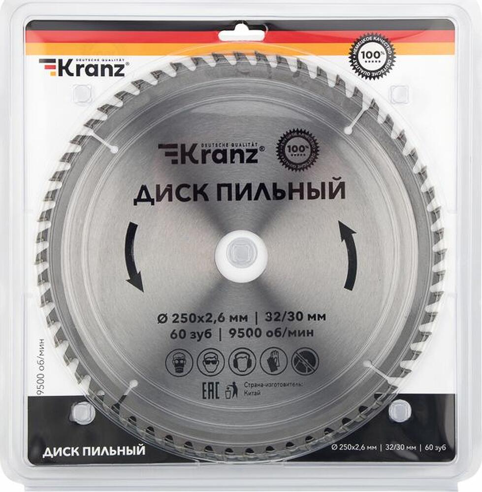 Kranz KR-92-0129 Диск пильный 250 мм х 60 зуб х 32/30 мм KRANZ