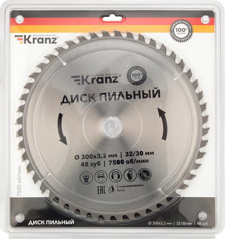 Kranz KR-92-0133 Диск пильный 300 мм х 48 зуб х 32/30 мм KRANZ