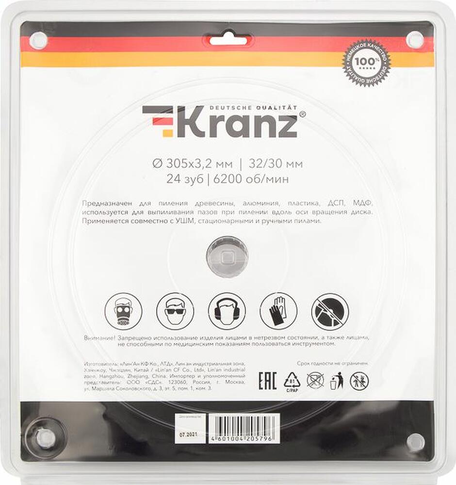 Kranz KR-92-0134 Диск пильный 305 мм х 24 зуб х 32/30 мм KRANZ