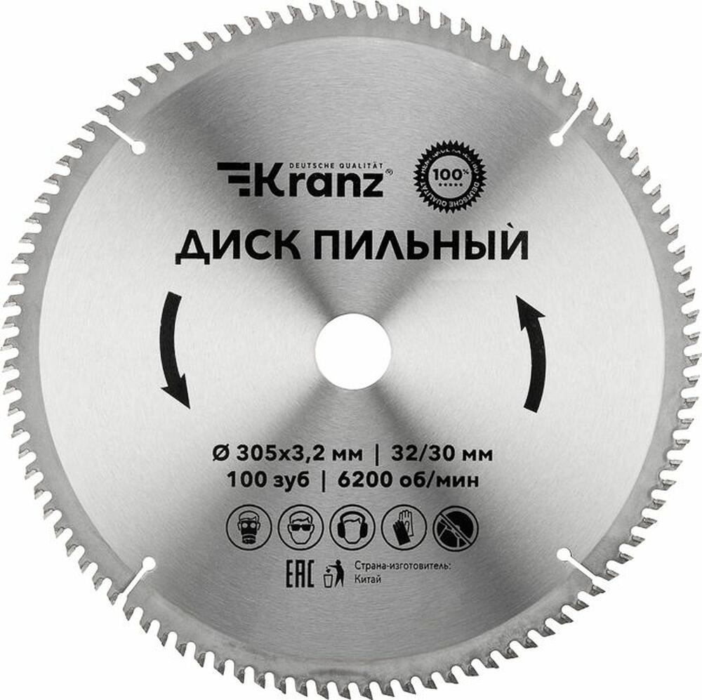 Kranz KR-92-0136 Диск пильный 305 мм х 100 зуб х 32/30 мм KRANZ