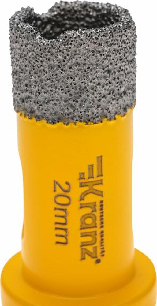 Kranz KR-92-1010 Коронка алмазная профессиональная по керамограниту и железобетону М14, вакуумное спекание, 20мм, для УШМ KRANZ