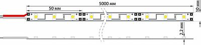 LAMPER 141-355 Лента светодиодная 12В, SMD2835, 4,8Вт/м, 60 LED/м, 6500К, 8мм, 5м, IP65 LAMPER