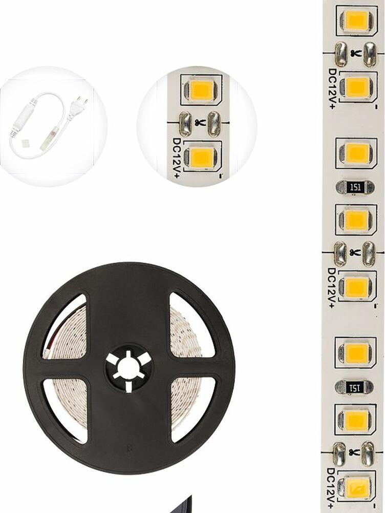 LAMPER 141-396 Лента светодиодная 12В, SMD2835, 9,6Вт/м, 120 LED/м, 3000K, 8мм, 5м, IP20 LAMPER
