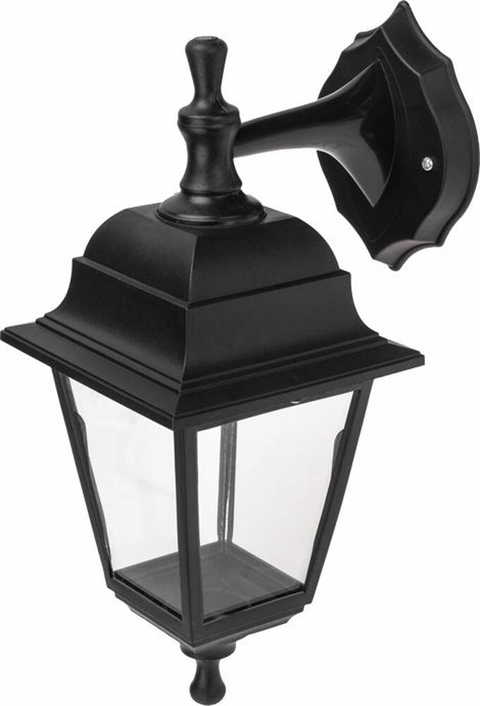 LAMPER 602-305 Светильник садово-парковый НБУ 04-60-001 У1 quot;Леда quot;, настенный, черный, стекло прозрачное, четырехгранный, под лампу Е27 LAMPER