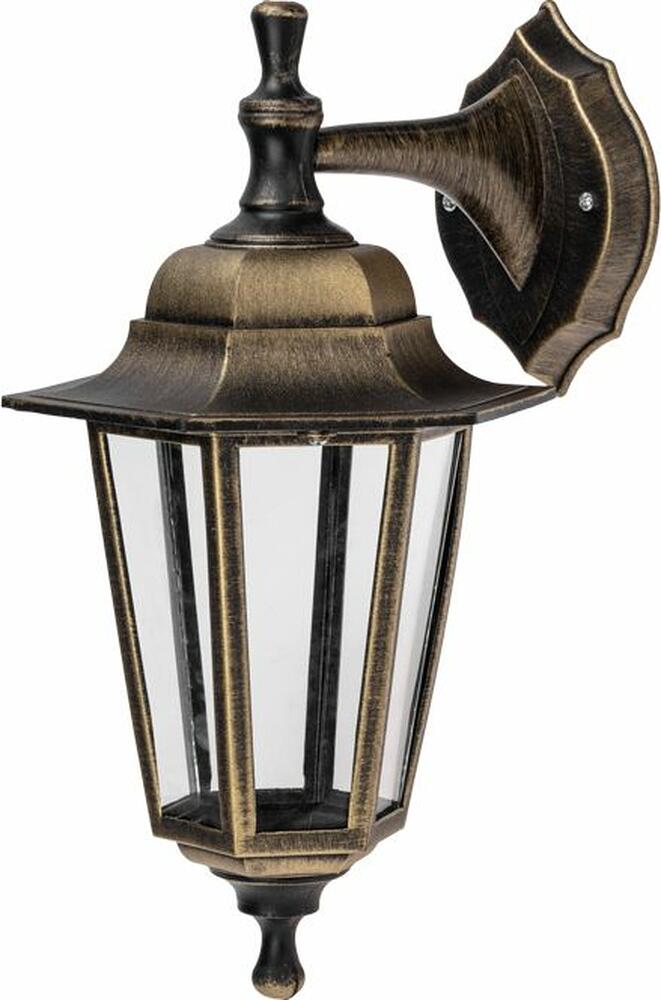LAMPER 602-306 Светильник садово-парковый НБУ 06-60-001 У1 quot;Леда 1 quot;, настенный, черный под бронзу, стекло прозрачное, шестигранный, под лампу Е27 LAMPER