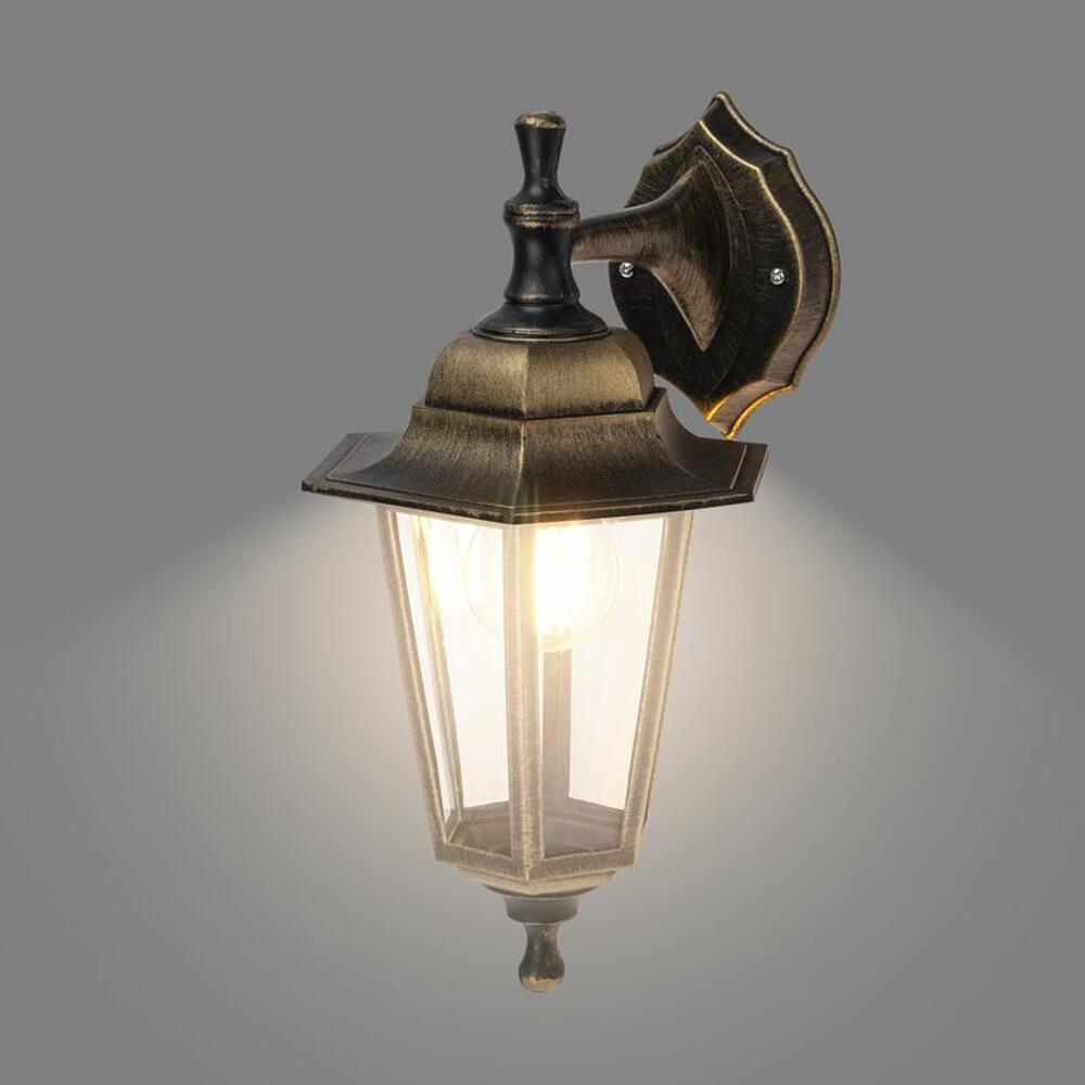 LAMPER 602-306 Светильник садово-парковый НБУ 06-60-001 У1 quot;Леда 1 quot;, настенный, черный под бронзу, стекло прозрачное, шестигранный, под лампу Е27 LAMPER
