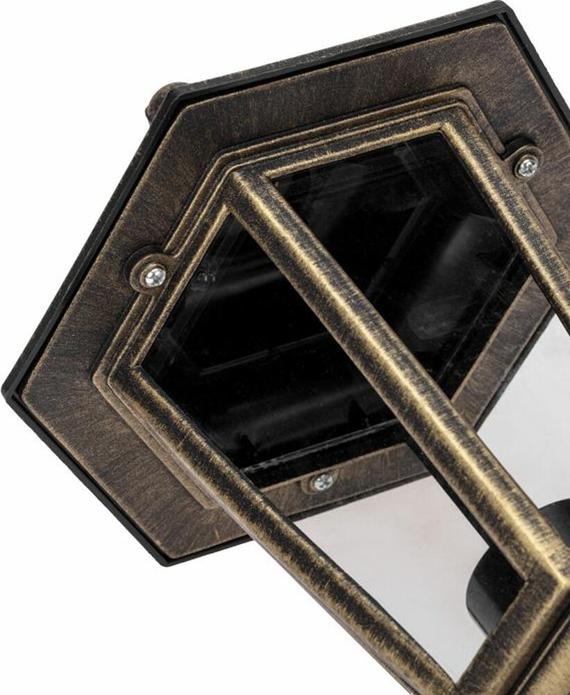 LAMPER 602-306 Светильник садово-парковый НБУ 06-60-001 У1 quot;Леда 1 quot;, настенный, черный под бронзу, стекло прозрачное, шестигранный, под лампу Е27 LAMPER
