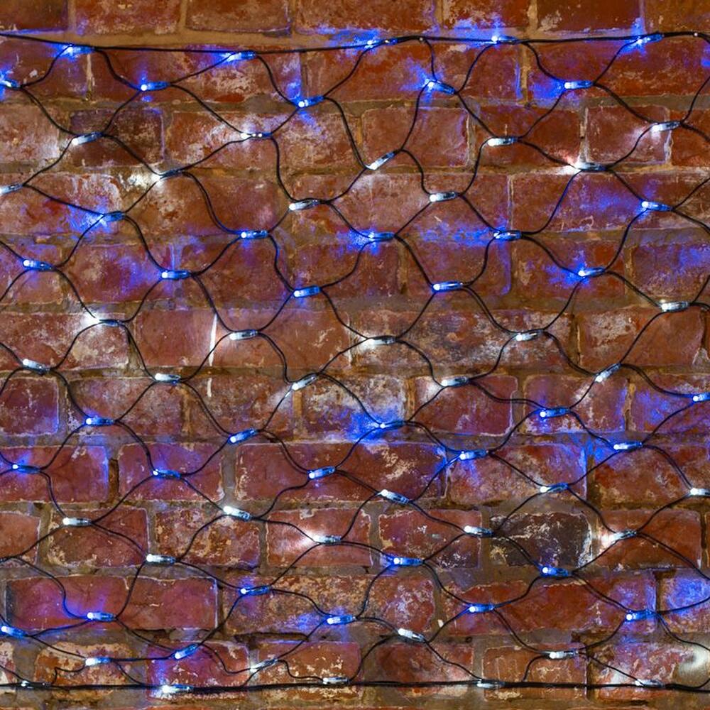 NEON-NIGHT 215-012 Гирлянда светодиодная Сеть 2х0,7м 176 LED БЕЛЫЙ/СИНИЙ черный ПВХ IP65 свечение с динамикой 230В контроллер в комплекте NEON-NIGHT 