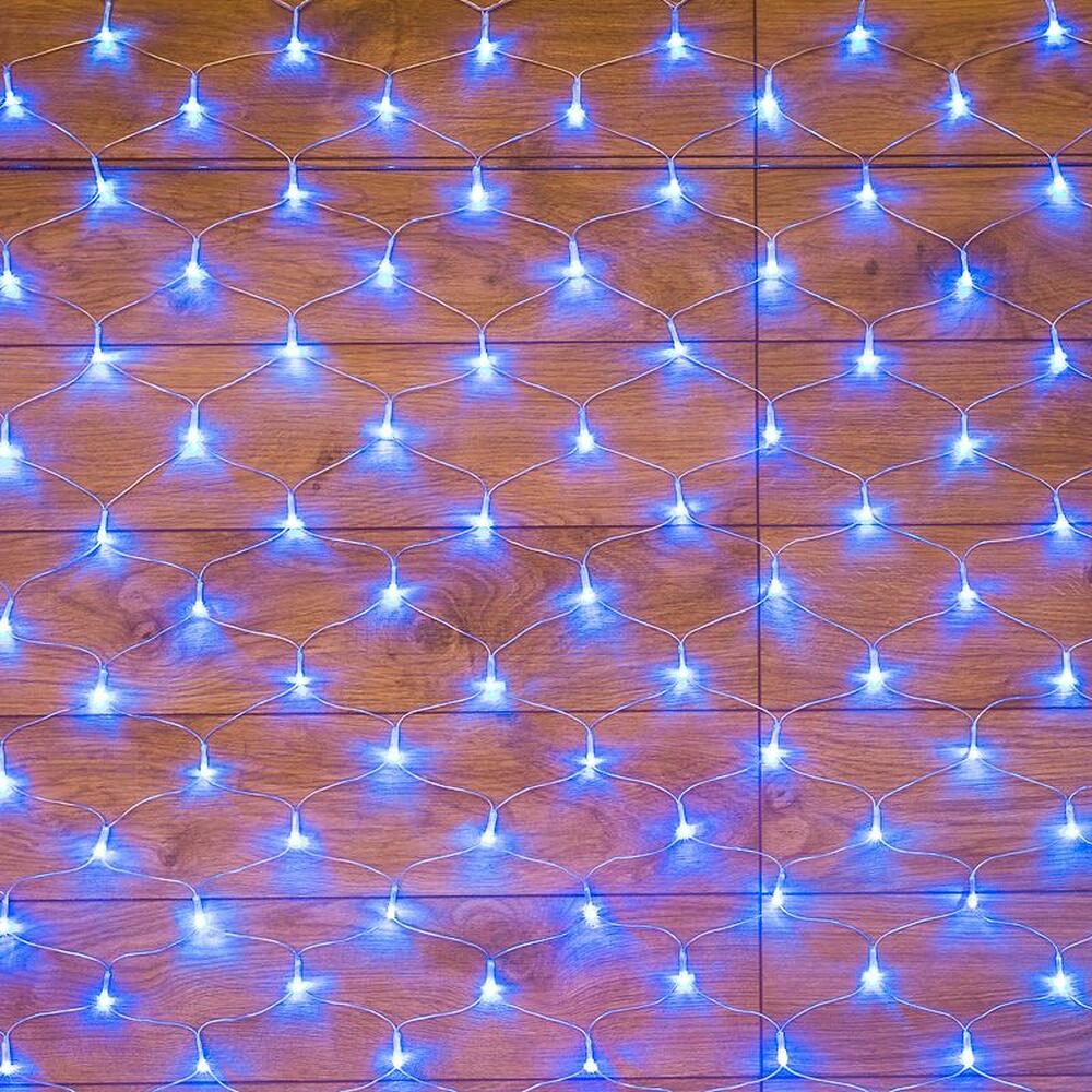 NEON-NIGHT 215-123 Гирлянда Сеть 1,5х1,5м, прозрачный ПВХ, 150 LED Синий