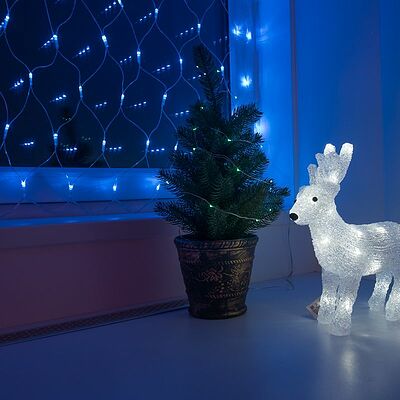 NEON-NIGHT 215-133 Гирлянда сеть 1,8х1,5м, прозрачный ПВХ, 180 LED, Синий
