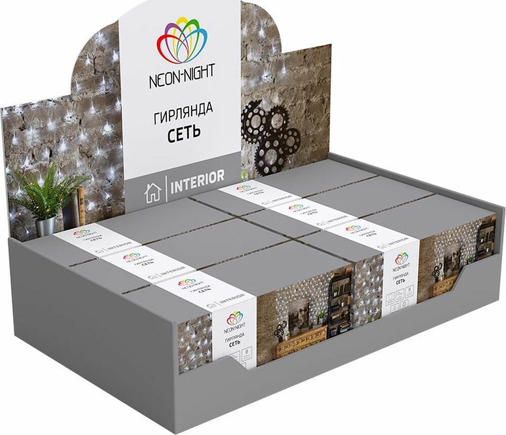 NEON-NIGHT 215-135 Гирлянда Сеть 1,8х1,5м, прозрачный ПВХ, 180 LED Белый
