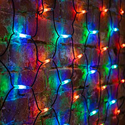 NEON-NIGHT 217-119 Гирлянда светодиодная Сеть 2x1,5м 288 LED МУЛЬТИ черный каучук IP67 постоянное свечение 230В блок в комплекте NEON-NIGHT 